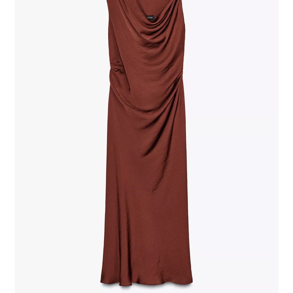 Zara 2025 GOLDEN APPLIQUÉ MIDI DRESS brown bronze medium